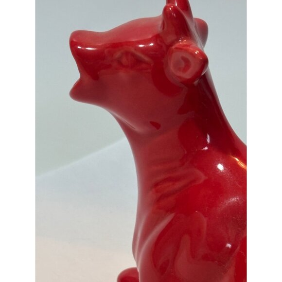 Red Ceramic Cow Creamer Figurine Vintage Milk Jug Kitchen Decor Collectible Glos - Picture 3 of 9